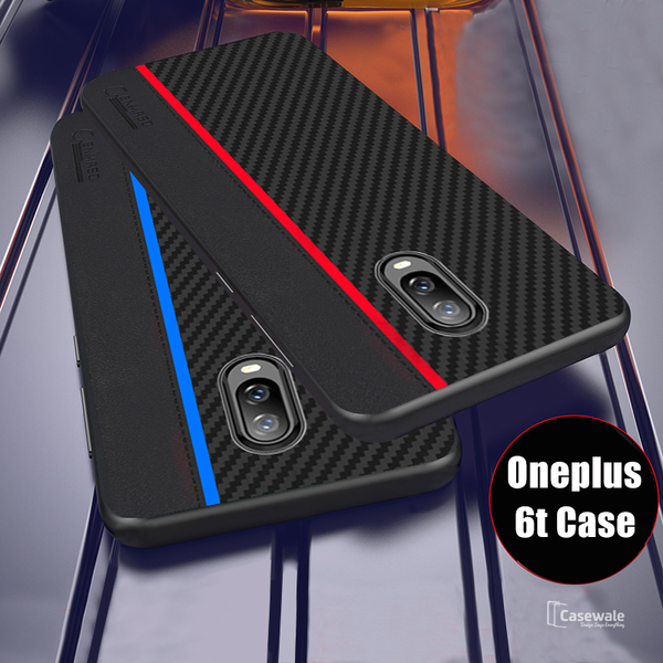 Original CENMASO Carbon Fiber PU Leather Case For OnePlus 6 / 6T