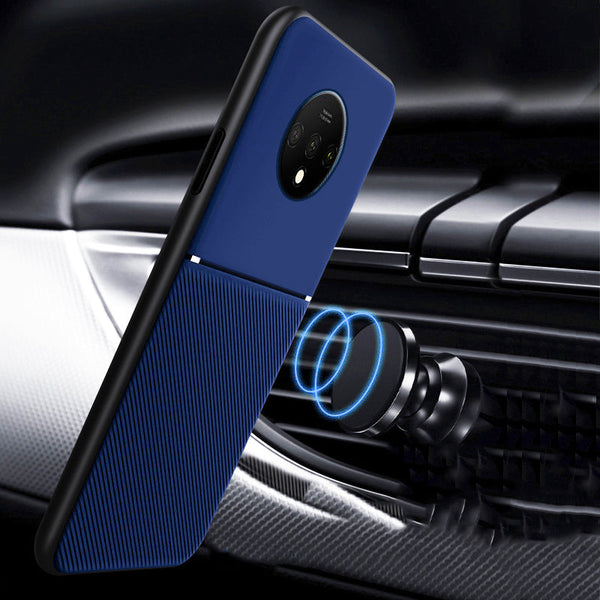 IQS Design Soft Leather Texture Case with Magnetic Car Vent For Oneplus 7T / 7T Pro