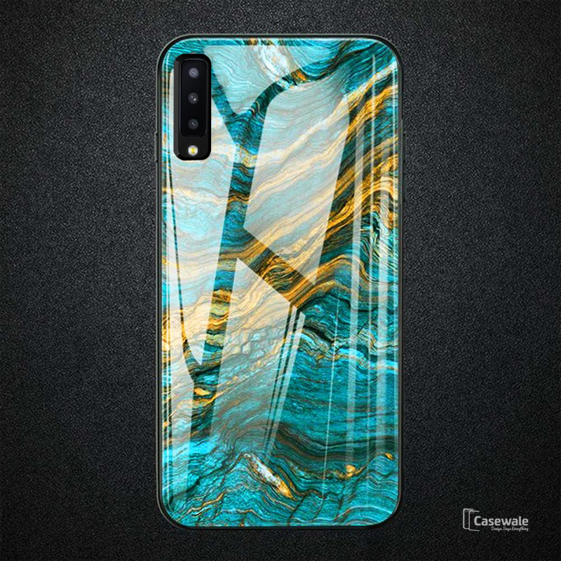 Luxury Majestic Pattern Glass Case for Galaxy A7 2018