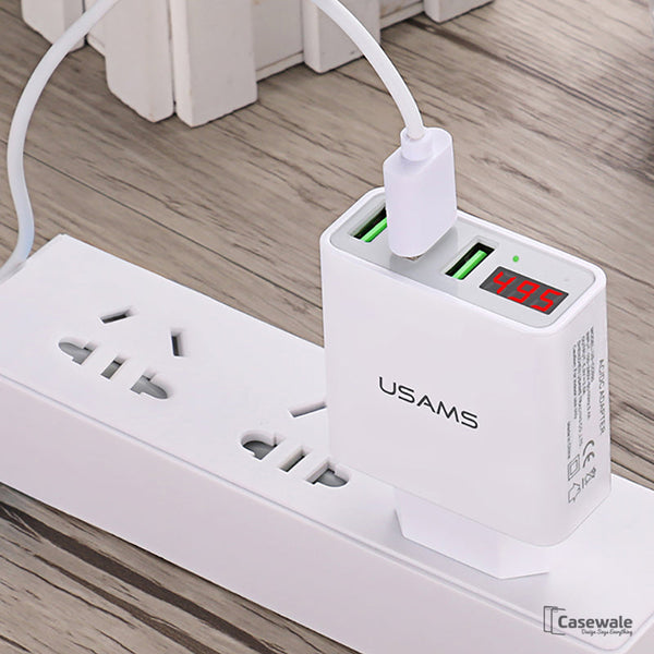 LED Display Max 2.4A EU/US Plug 3 Port USB Mobile Wall Charger for iPhone iPad