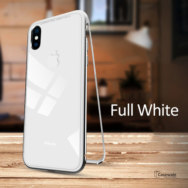 Magnetic Apple Logo Embossed Glass Case for iPhone X
