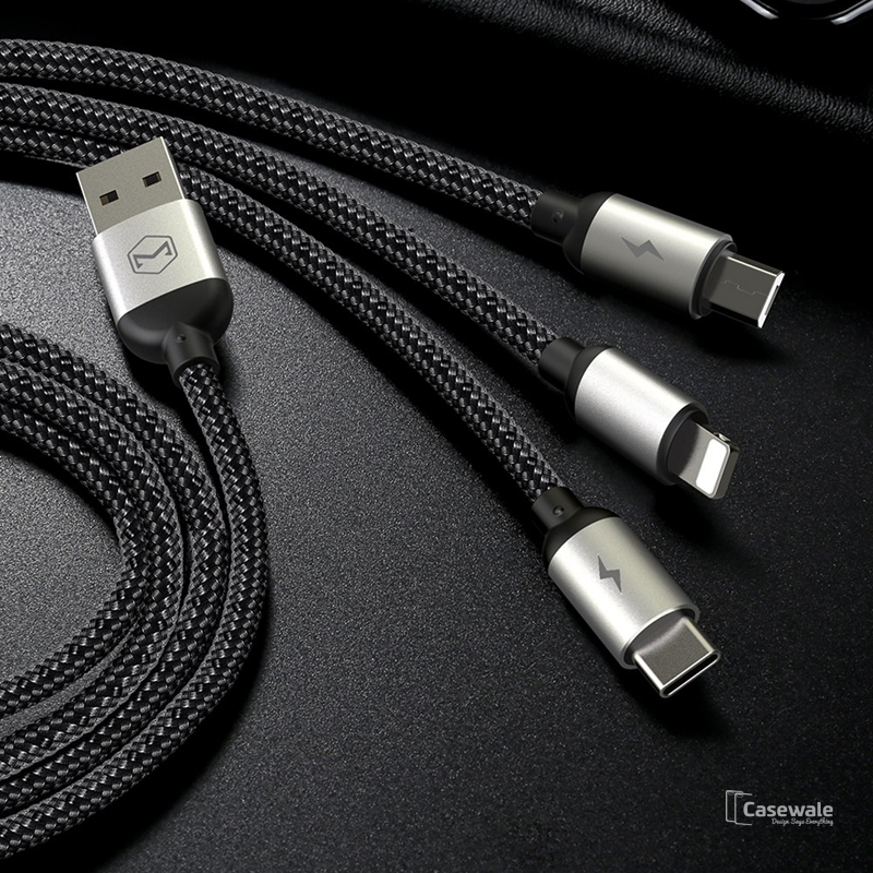 MCDODO 3-in-1 Micro USB Type C Charging Cable for iPhone Samsung [6 Months Warranty]
