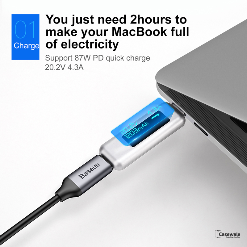 Baseus 86W USB Type C 4.3A Quick Charging Cable For iPhone