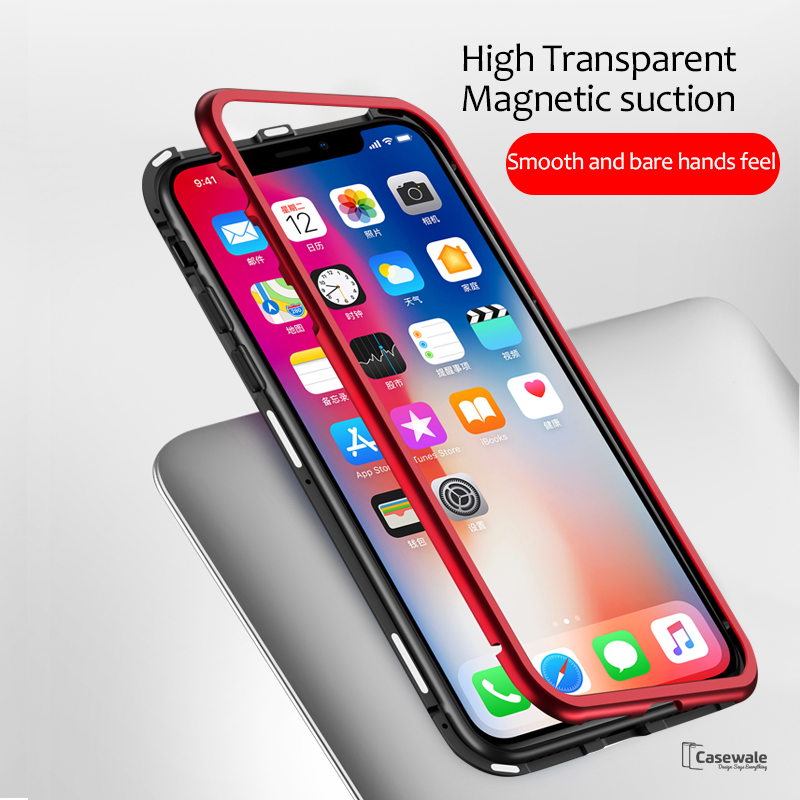 Magnetic Apple Logo Embossed Glass Case for iPhone X