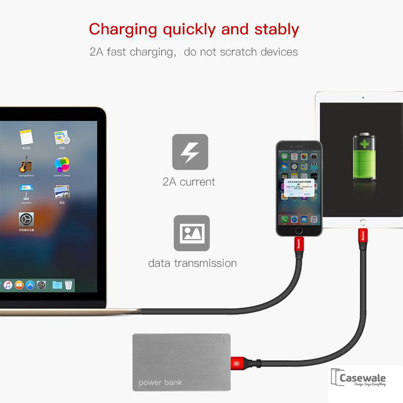 Power Bank Portable Data USB Charging Cable for iPhone, iPad