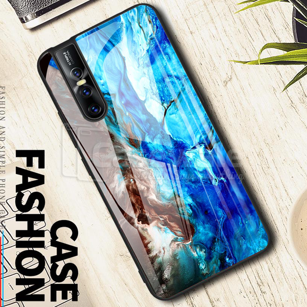 Luxury Artistic Marble Glass Case for Vivo V15 Pro