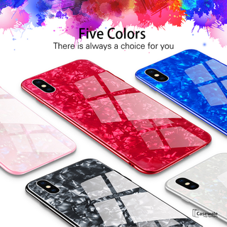 Luxury Marble Pattern Tempered Glass Case For iPhone XS