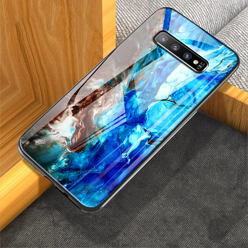 Luxury Artistic Marble Glass Case for Galaxy S10/ S10 Plus