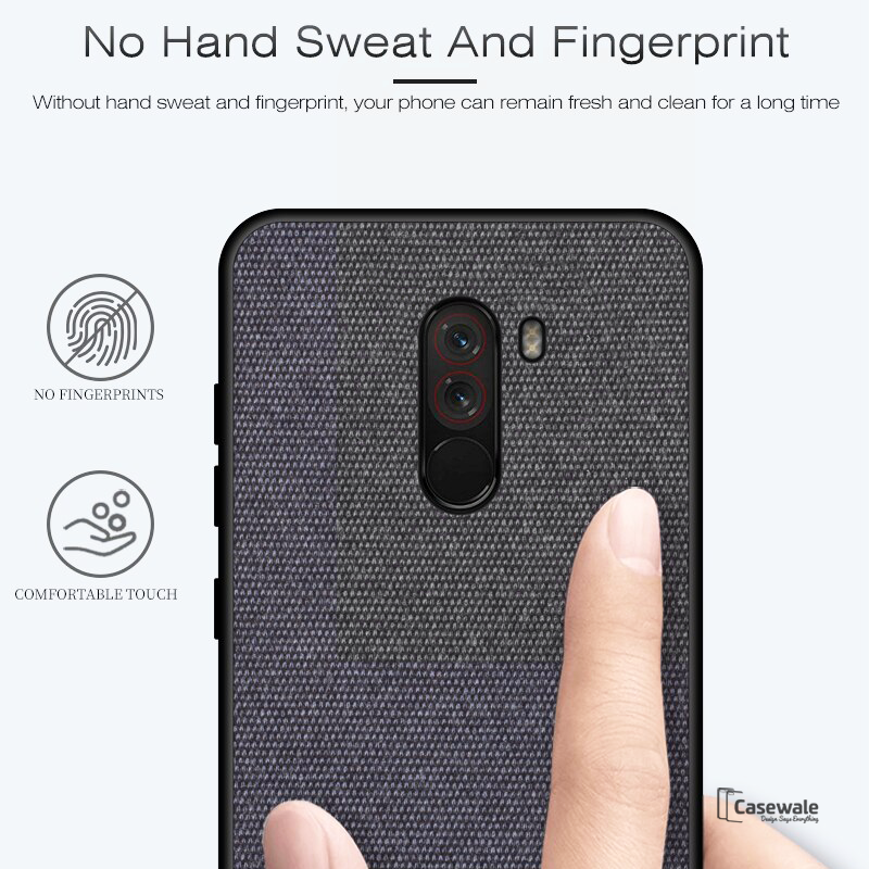 Dual Color Leather + Natural Cloth Texture Case For Mi Poco F1
