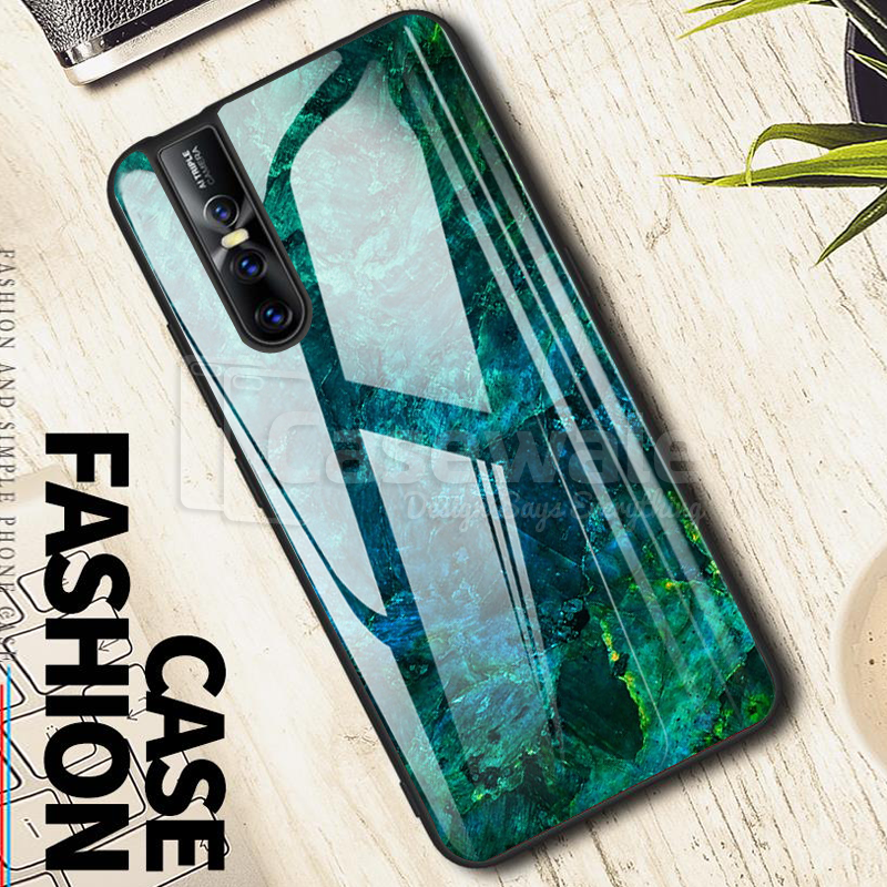 Luxury Artistic Marble Glass Case for Vivo V15 Pro