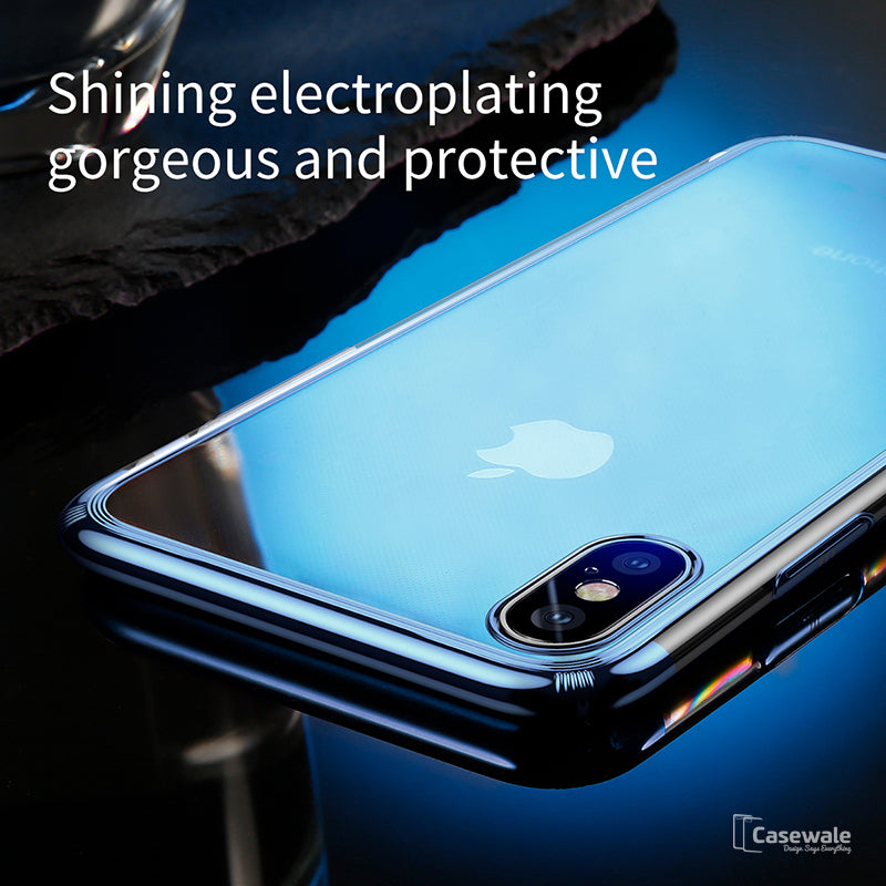 iPhone X Luxury Plating Hard Plastic Transparent Case [New Edition]