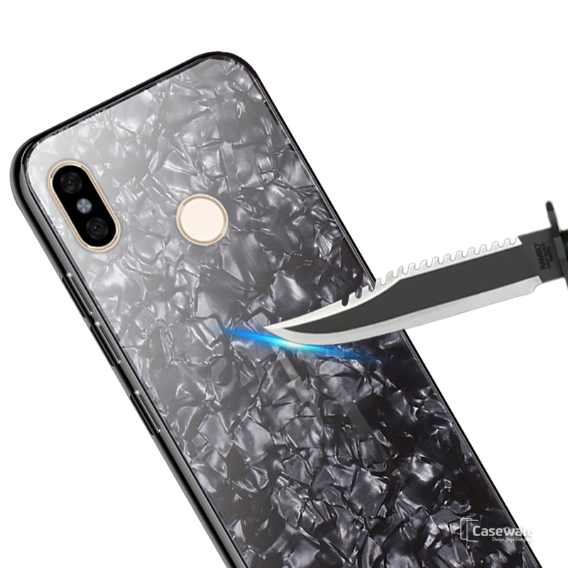 Luxury Marble Pattern Tempered Glass Case for Redmi Y2