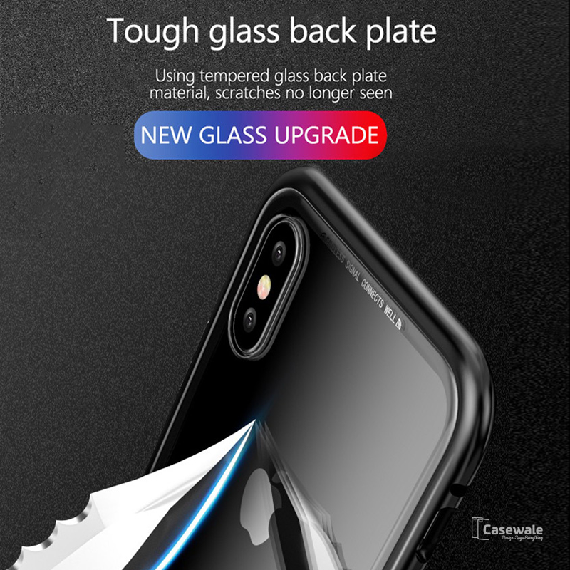 Magnetic Apple Logo Embossed Glass Case for iPhone X