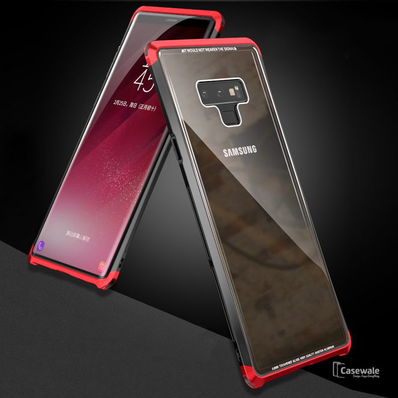 LUPHIE Aluminium Transparent Gorilla Glass Case for Galaxy Note 9