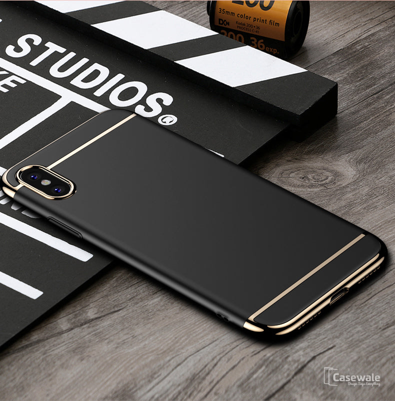 Luxury Gold Plating 3 in 1 Hard Case for Apple iPhone X