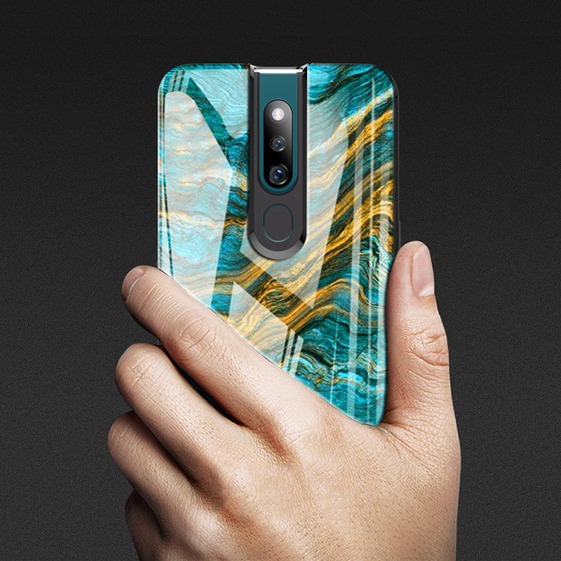 Luxury Artistic Marble Glass Case for Oppo F11 Pro