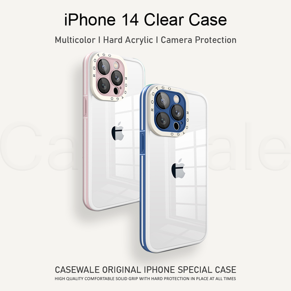 iPhone 14 Series Luxury Transparent Hard Acrylic Glass Camera Protection Case