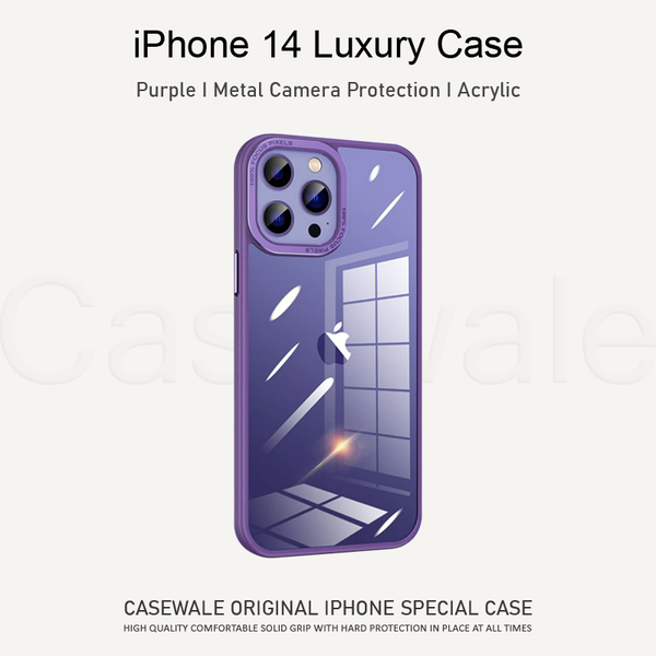iPhone 14 Series Luxury Shockproof Acrylic Case with Metal Camera Protection