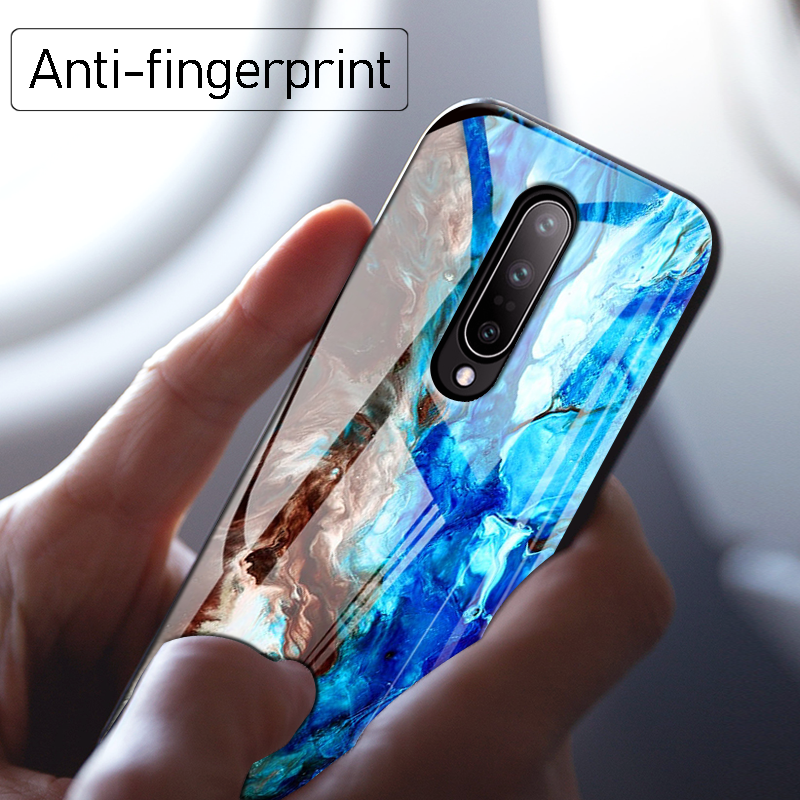 Luxury Artistic Marble Glass Case for OnePlus 7 Pro