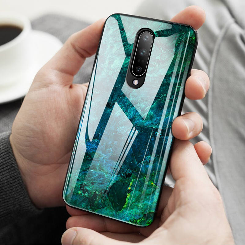 Luxury Artistic Marble Glass Case for OnePlus 7 Pro