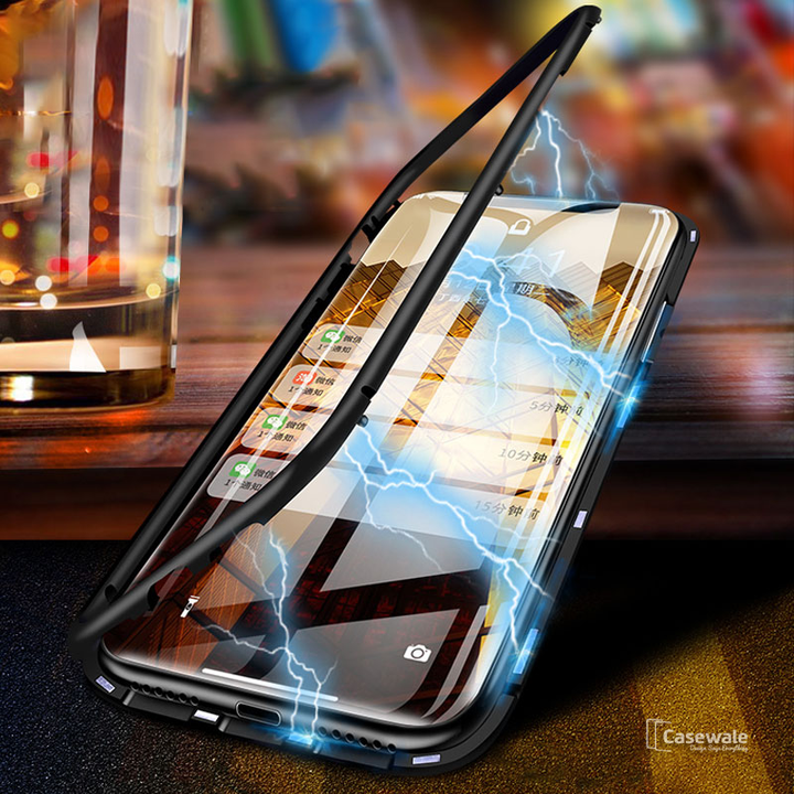 Electronic Auto-Fit Magnetic Glass Case for iPhone XS Max