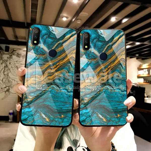 Luxury Artistic Marble Glass Case for Oppo Realme 3 Pro