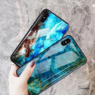 Luxury Artistic Marble Glass Case for iPhone X