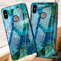 Luxury Aqua Green Pattern Glass Case for Redmi Note 6 Pro