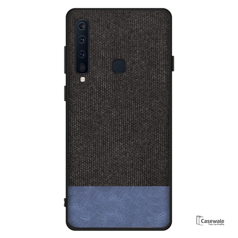 Dual Color Leather + Natural Cloth Texture Case For Galaxy A9 2018