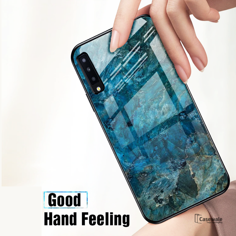 Luxury Majestic Pattern Glass Case for Galaxy A7 2018