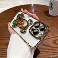 iPhone 14 Series Bear Glitter Transparent Electroplating Phone Case