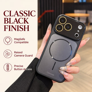 Black MagSafe case held diagonally with Casewale watermark