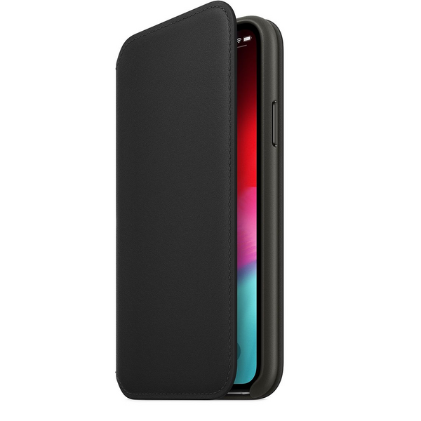 Leather Flip Card Holder Case for iPhone X Series- Black