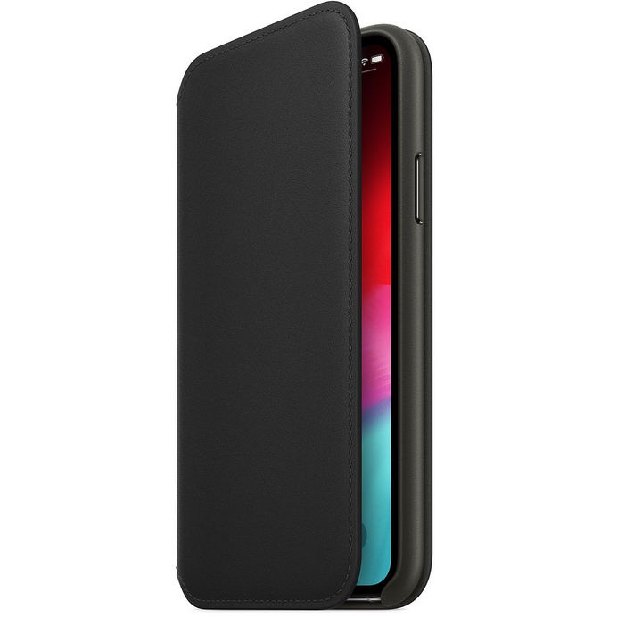 Leather Flip Card Holder Case for iPhone X Series- Black