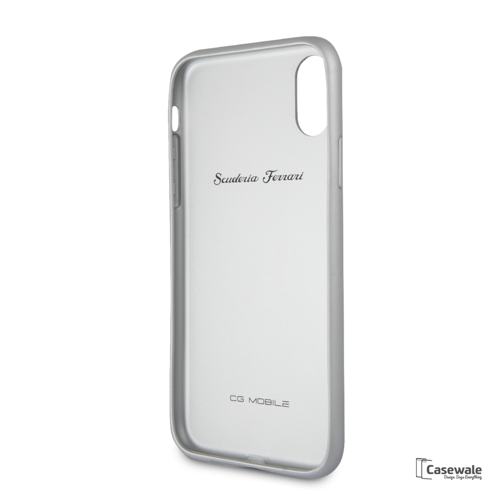 Ferrari Aluminium V Stripe Genuine Leather Case for iPhone X
