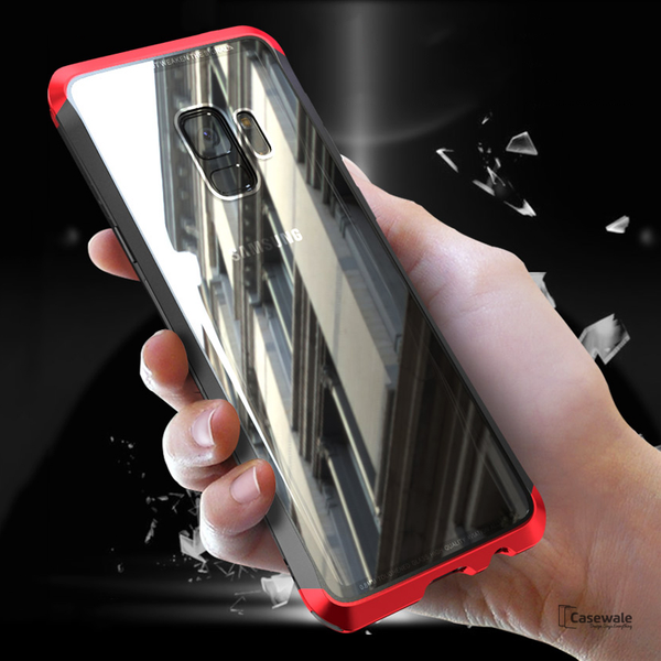 Luxury Metal Aluminum Tempered Glass Case for Galaxy S9/ S9 Plus