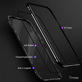 Magnetic Apple Logo Embossed Glass Case for iPhone X
