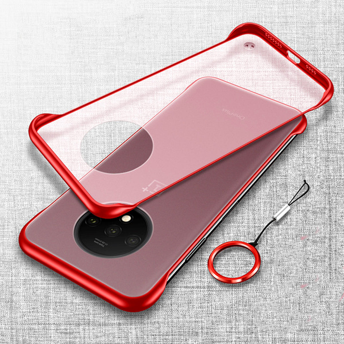 Luxury Frameless Semi Transparent Ring Finger Case for OnePlus 7 / 7 Pro