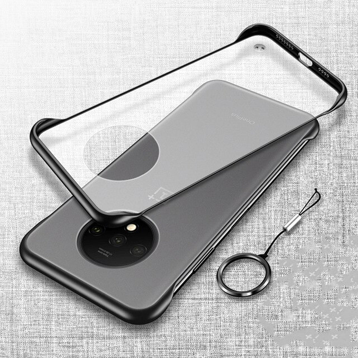 Luxury Frameless Semi Transparent Ring Finger Case for OnePlus 7T / 7T Pro