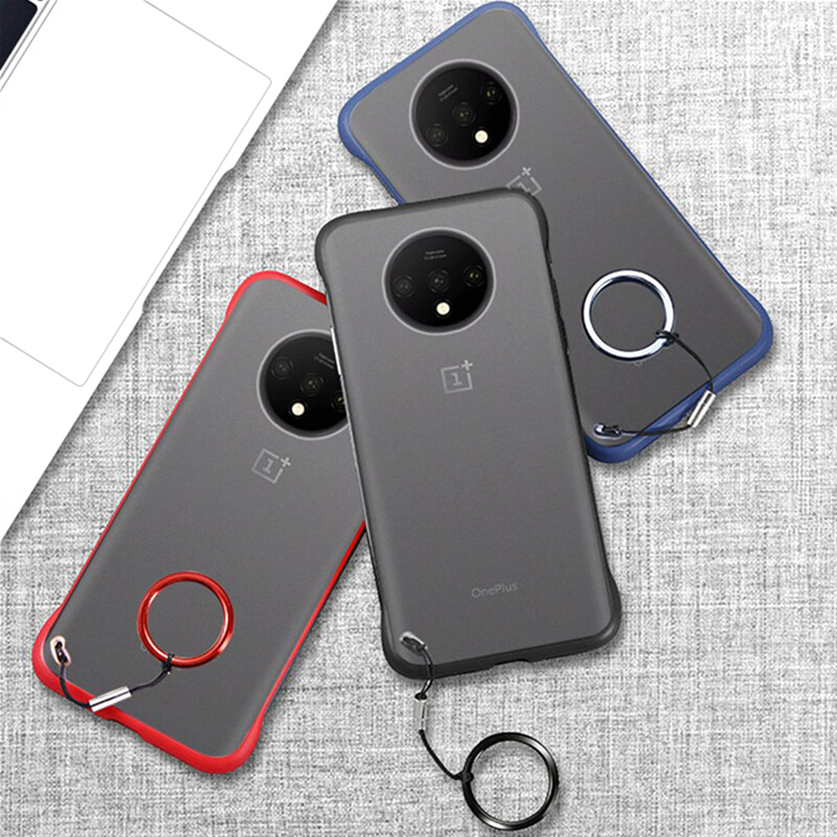 Luxury Frameless Semi Transparent Ring Finger Case for OnePlus 7T / 7T Pro