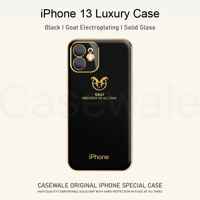 iPhone 13 Series Shiny Goat Design Electroplating Glass Case