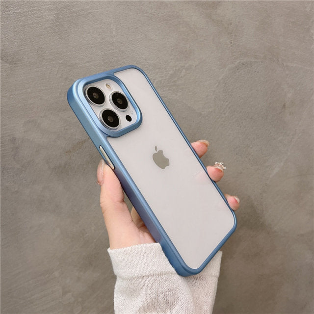 iPhone Series Soft Transparent Metal Camera Protection Case