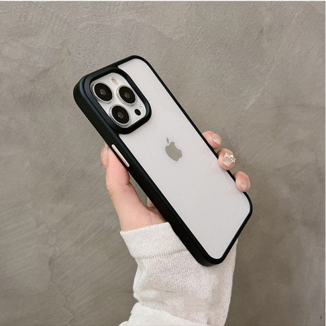 iPhone Series Soft Transparent Metal Camera Protection Case