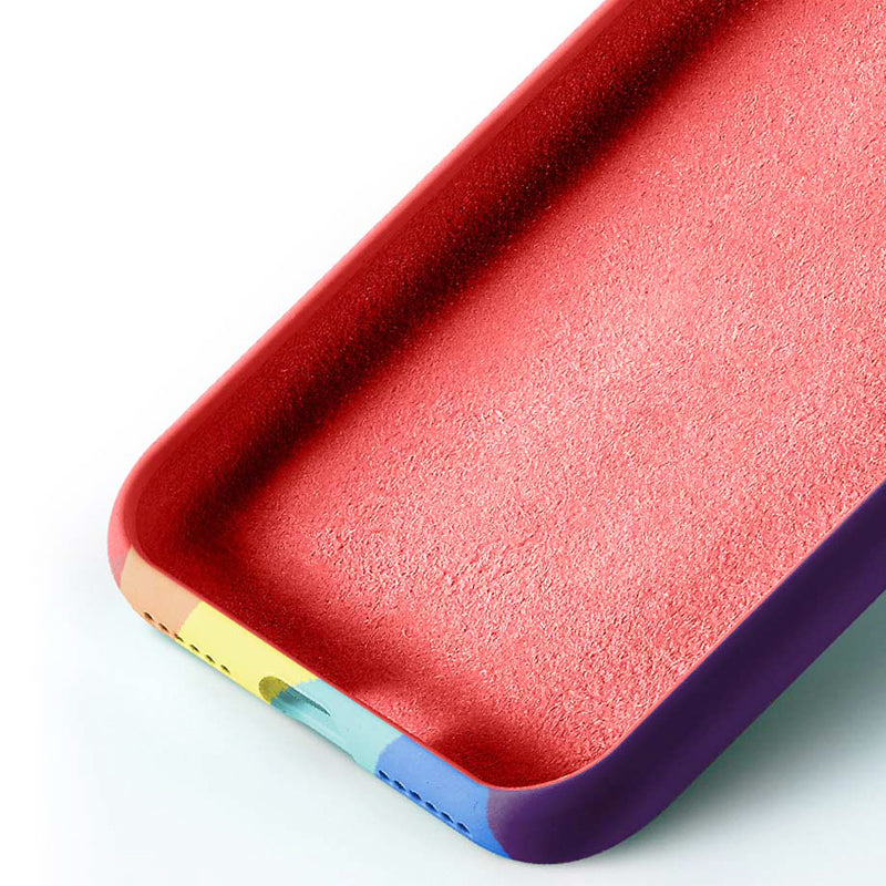 iPhone Series Rainbow Silicone Apple Logo Case (Free OTG+ USB Cable + Earphone Bag)