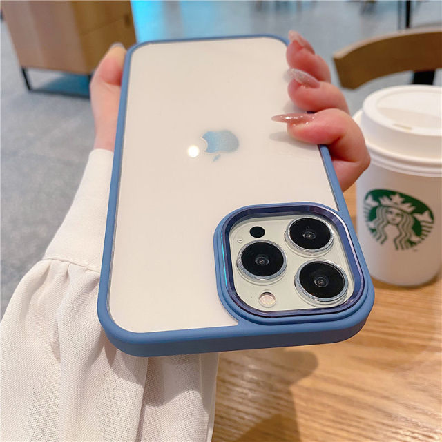 iPhone Series Soft Transparent Metal Camera Protection Case