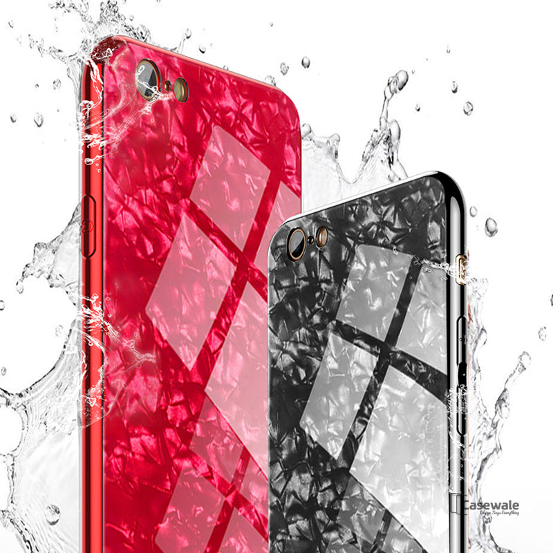 Marble Magnetic Auto-fit Tempered Glass Case for iPhone SE (2020)
