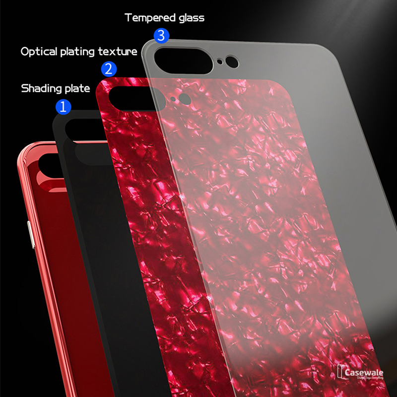 Marble Magnetic Auto-fit Tempered Glass Case for iPhone 6, 7, 8