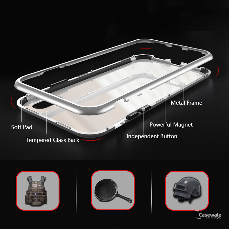 Magnetic Marble Auto-fit Tempered Glass Case for iPhone XS