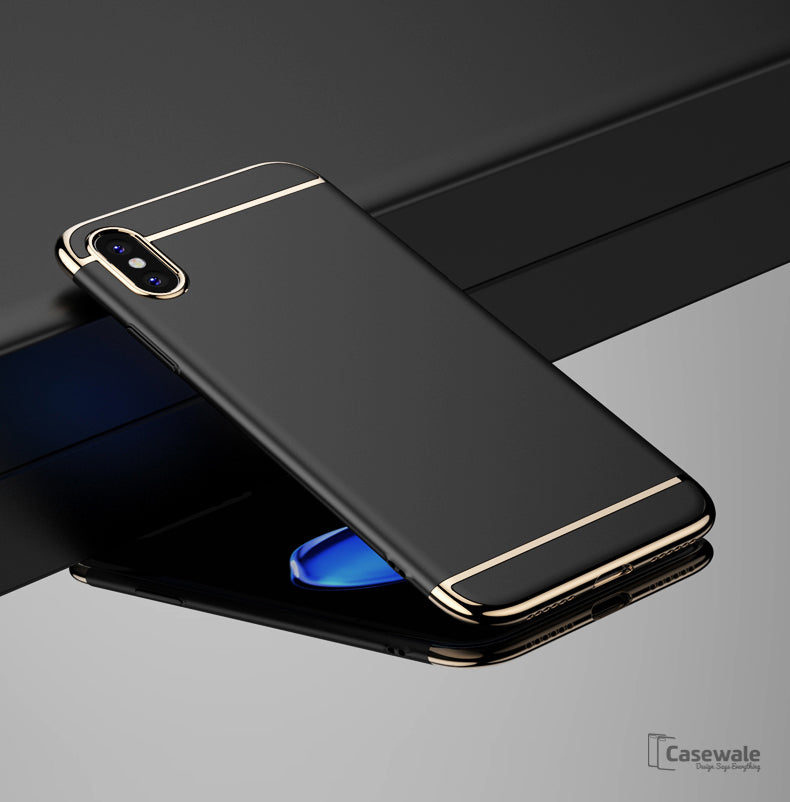 Luxury Gold Plating 3 in 1 Hard Case for Apple iPhone X