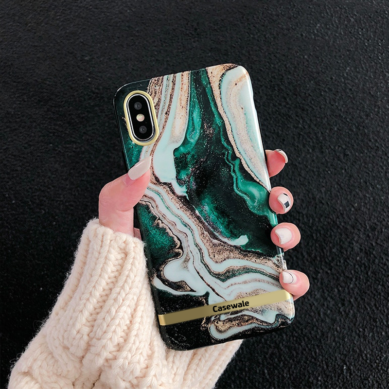Glossy Agate Luxury Marble Case for iPhone X
